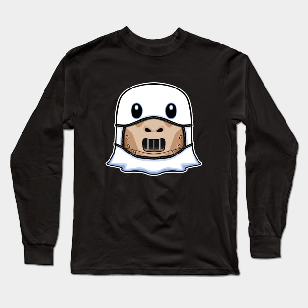 Ghost Halloween with Cannibal Mask Long Sleeve T-Shirt by Prescillian Art